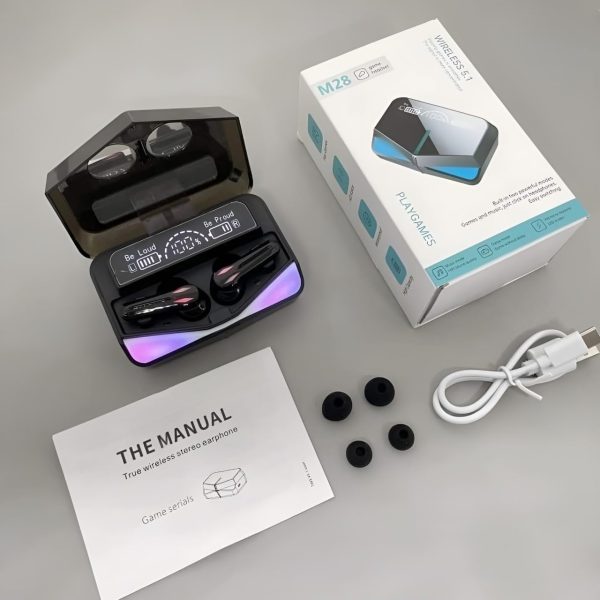 M28 Tws Wireless Earbuds | Bluetooth 5.1, LED Display, Gaming Mode, Waterproof, Noise Cancelling